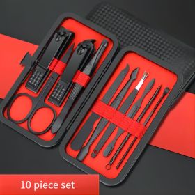 10-piece Black Nail Clipper Set With Travel Case, Professional Cuticle Nippers And Nail Clippers, Complete Grooming Kit For Home And Travel